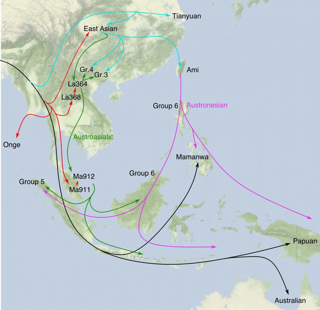 Genomics reveals four prehistoric migration waves into South-East Asia ... - Southeast Asia Migrations 1100x1064