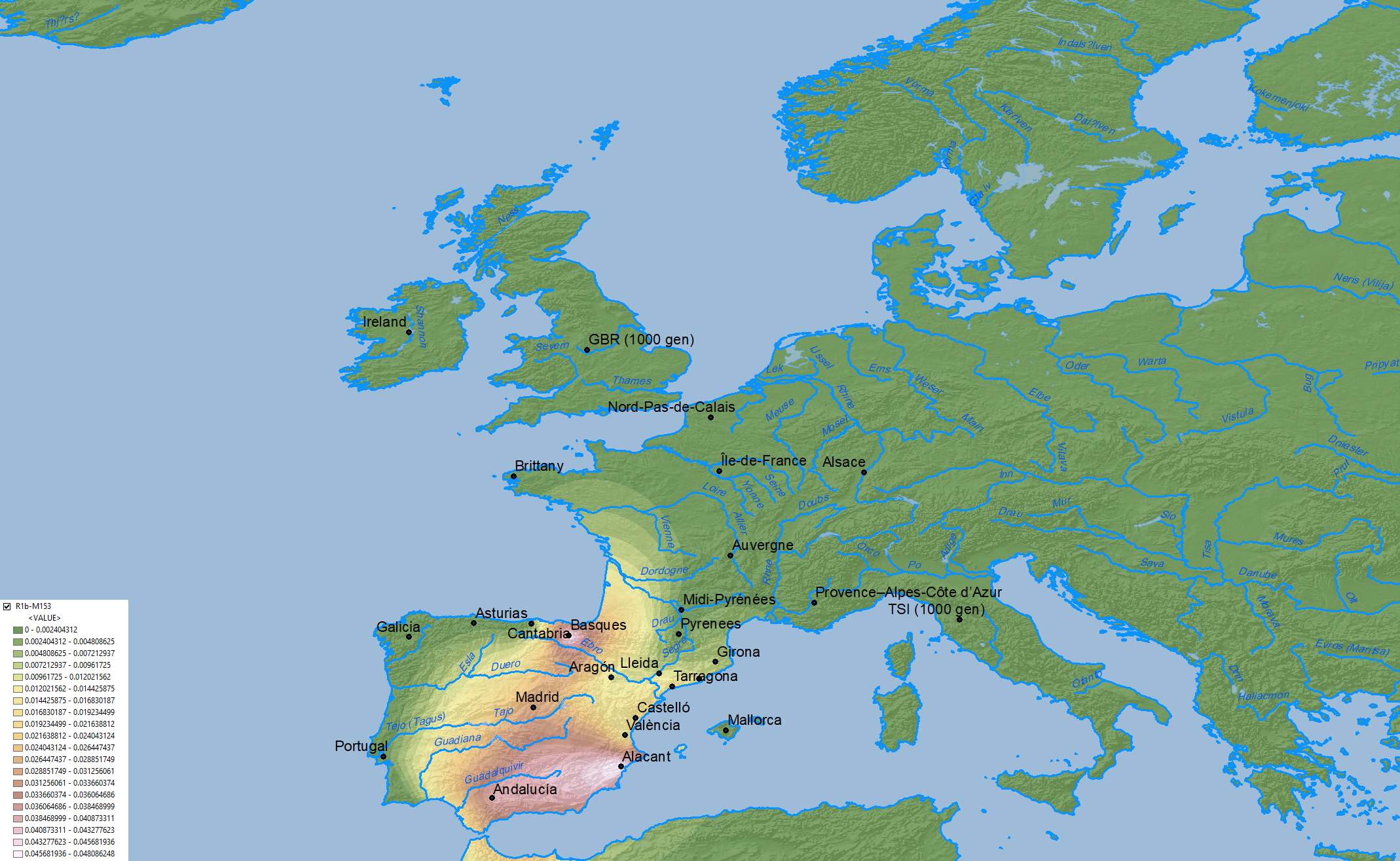Alta frecuencia del marcador vasco R-M153 en el Sureste de España Haplogroup-r1b-m153