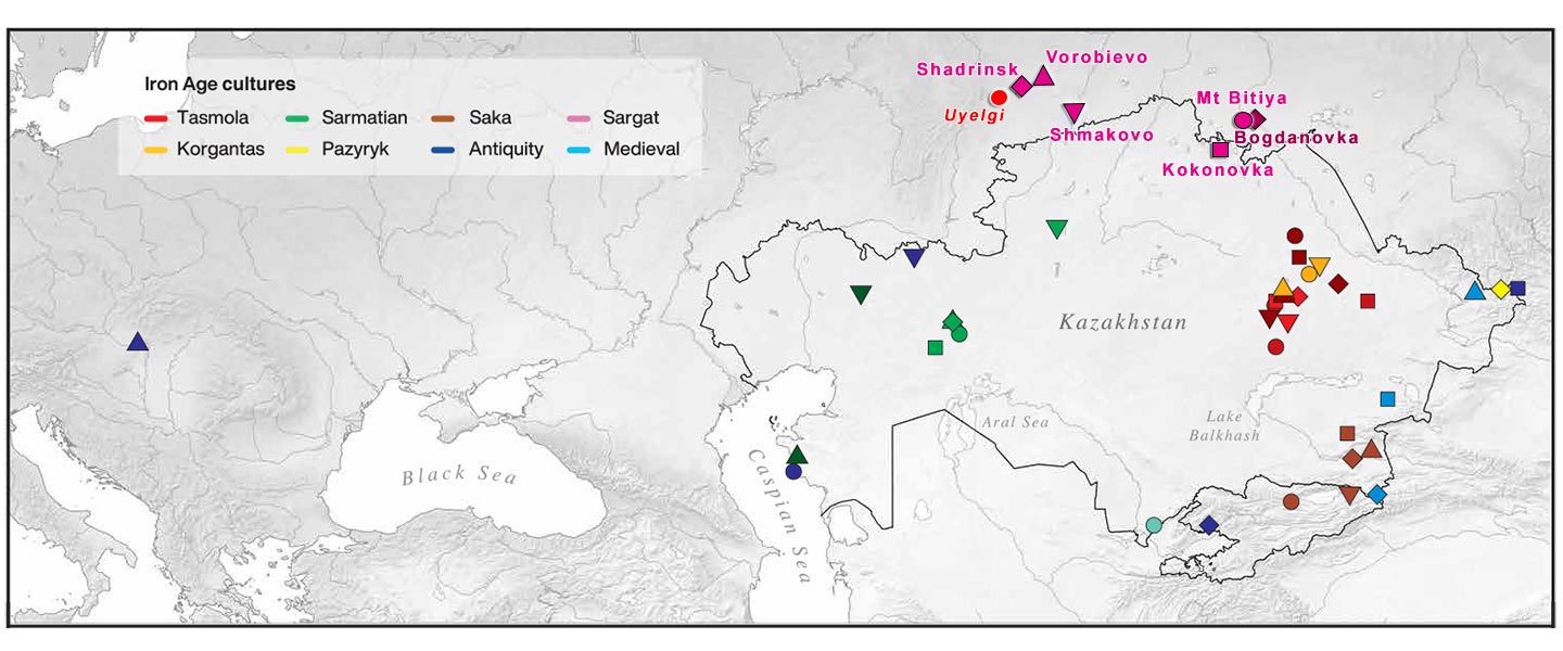 Iron Age nomads of West Siberia of hg. Q1b, R1a, and basal N1a-L1026