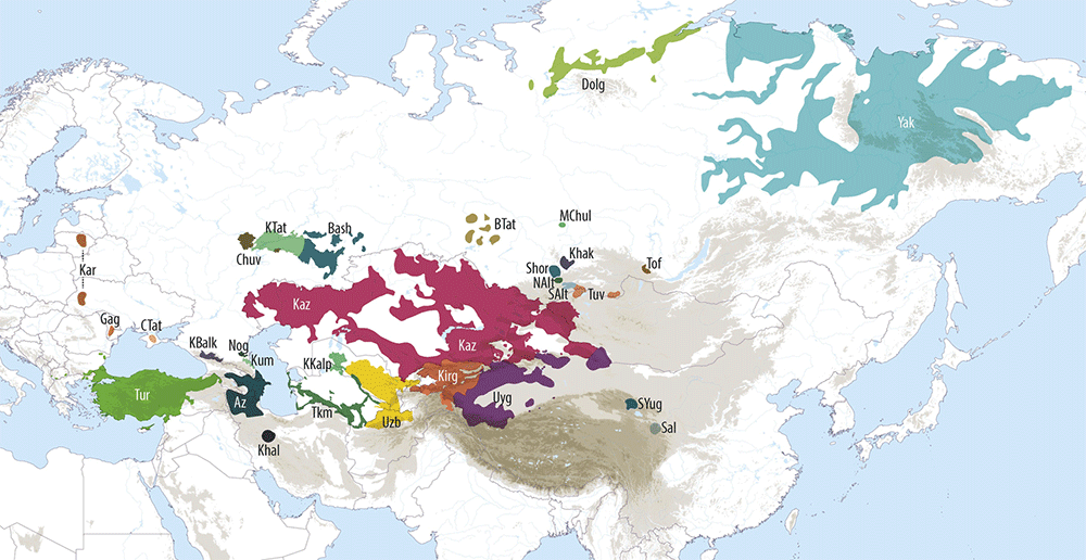 The Turkic language groups and their meaning Red :Oghuz (Arrow